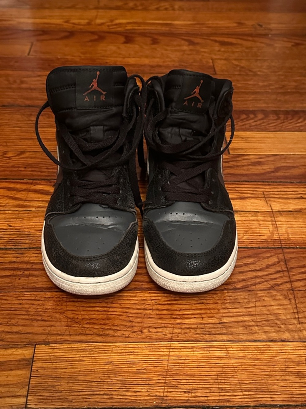 Nike Black and Gray High-Top Youth Sneakers